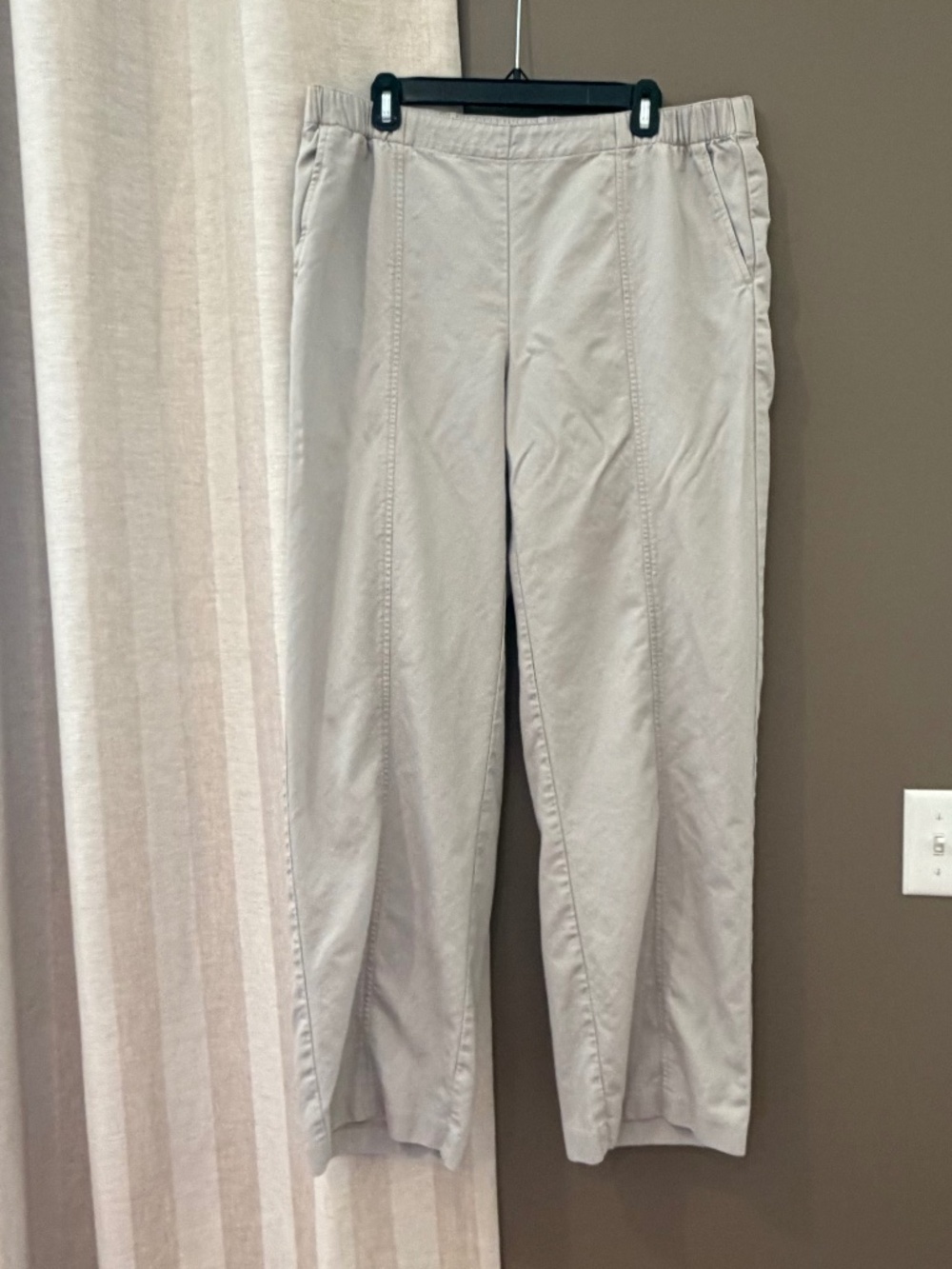 Pure Jill Tan Beige Pleated Wide Leg Elastic Band Pants Neutral, Size Large Tall